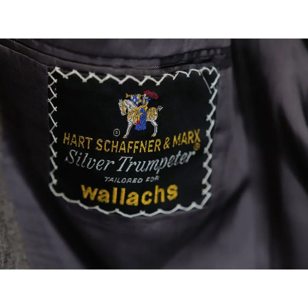 Hart Schaffner Marx Silver Trumpeter Wallachs Blazer Sport Coat Jacket 43R Brown